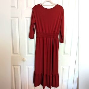 Lularoe Evelyn smocked waist maxi dress Marron/red size xs (0-2)